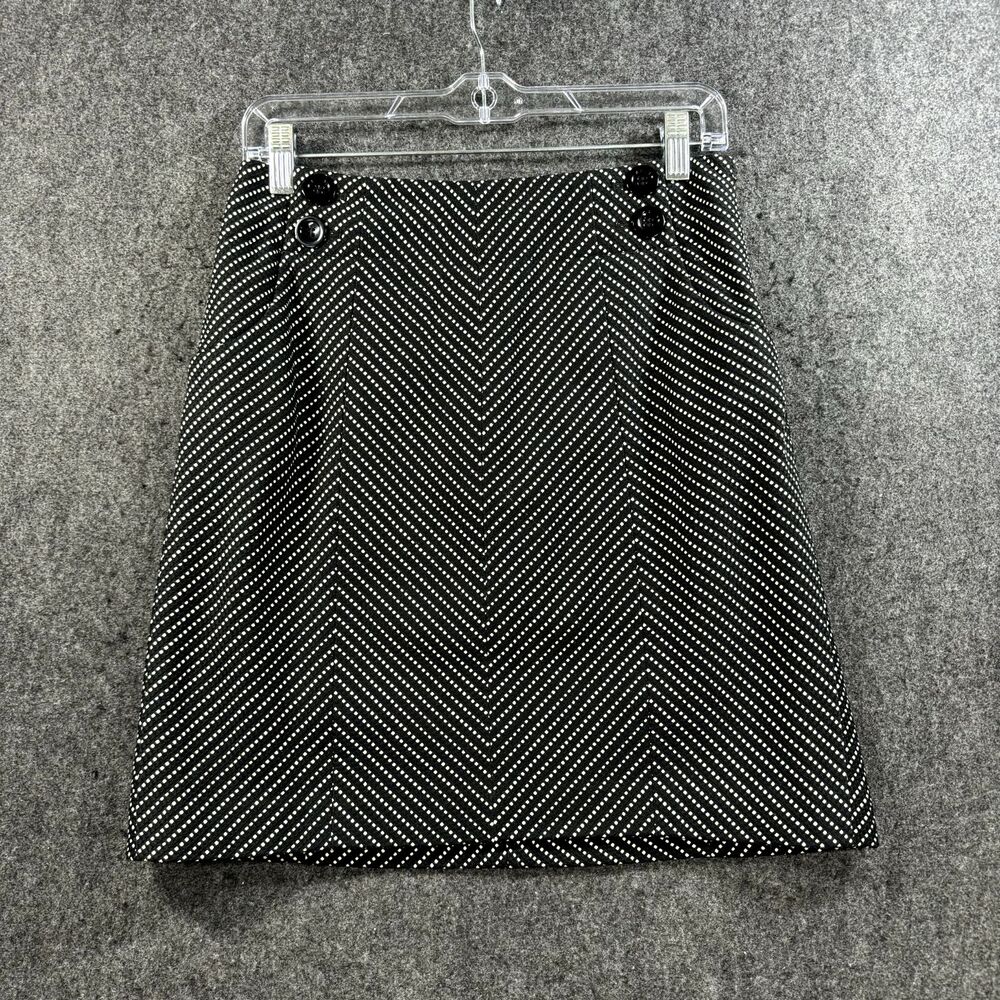 Ann Taylor Skirt Women's 4P Black White Striped Pencil Formal